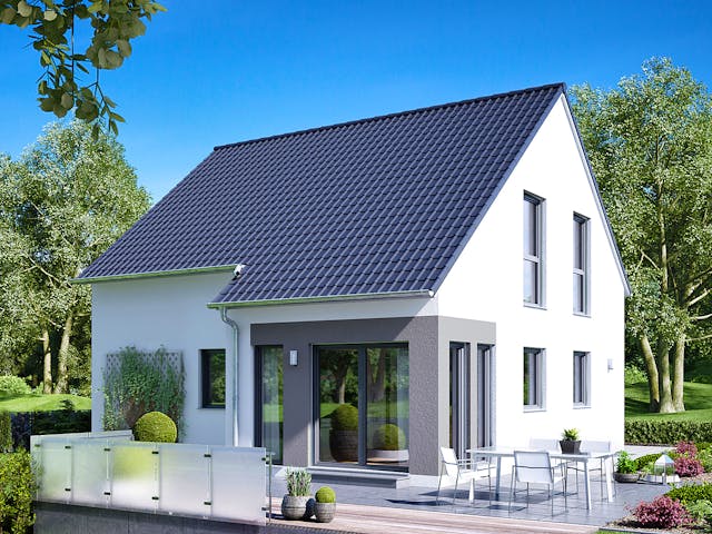 Fertighaus Clou 125 von RENSCH-HAUS Schlüsselfertig ab 310980€, Satteldach-Klassiker Außenansicht 1