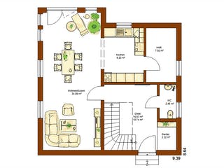 Fertighaus Clou 125 von RENSCH-HAUS Schlüsselfertig ab 310980€, Satteldach-Klassiker Grundriss 1