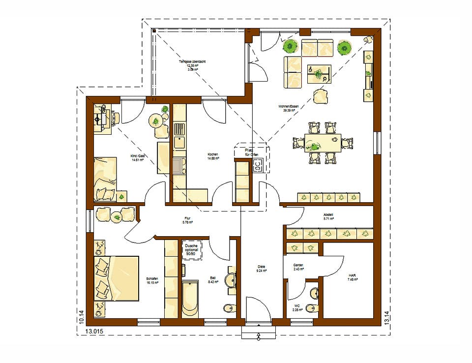 Fertighaus Clou 126 von RENSCH-HAUS Schlüsselfertig ab 337814€, Bungalow Grundriss 1