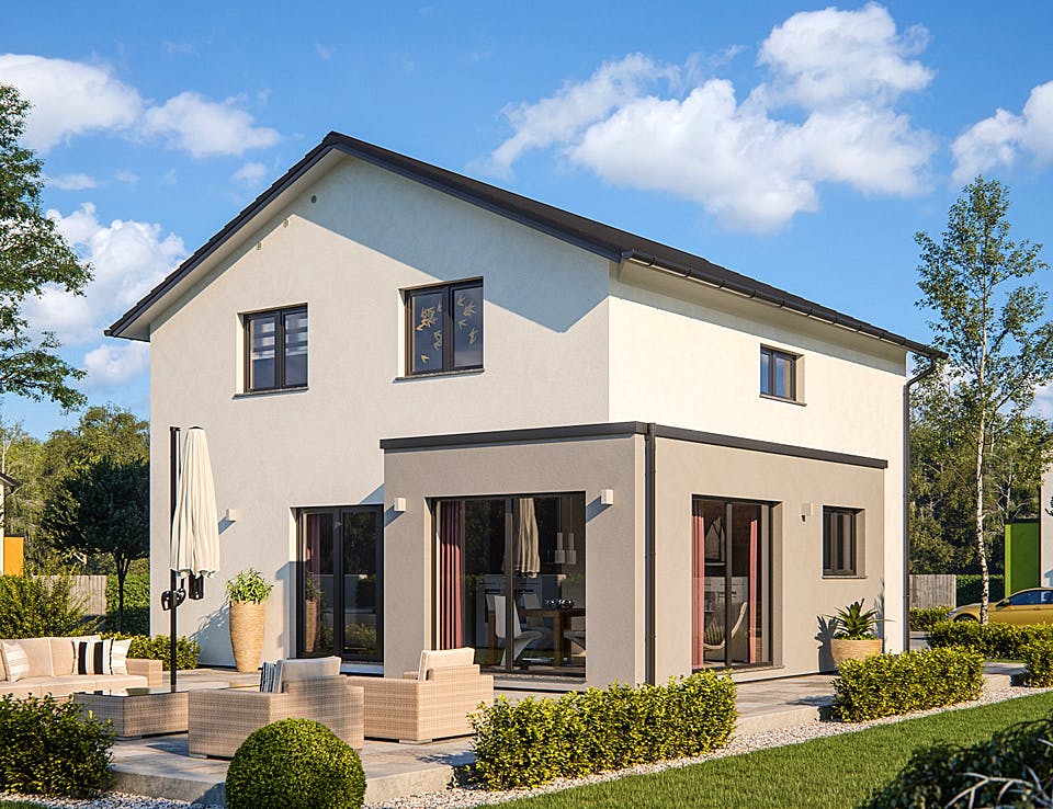 Fertighaus CLOU 134 von RENSCH-HAUS Schlüsselfertig ab 380053€, Satteldach-Klassiker Außenansicht 1