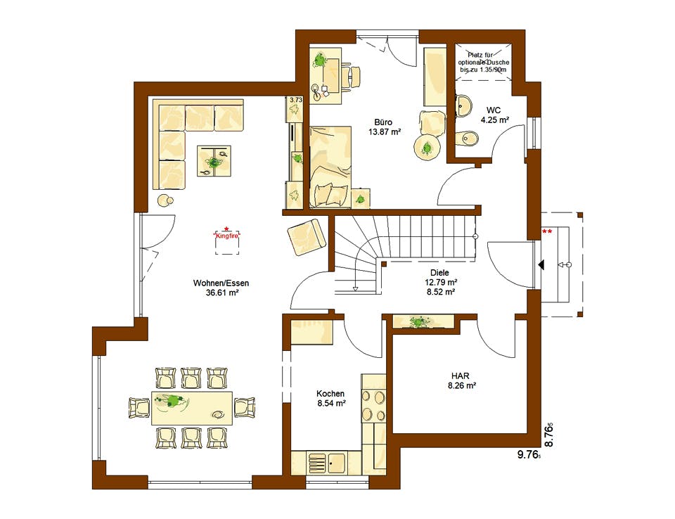 Fertighaus CLOU 134 von RENSCH-HAUS Schlüsselfertig ab 380053€, Satteldach-Klassiker Grundriss 1
