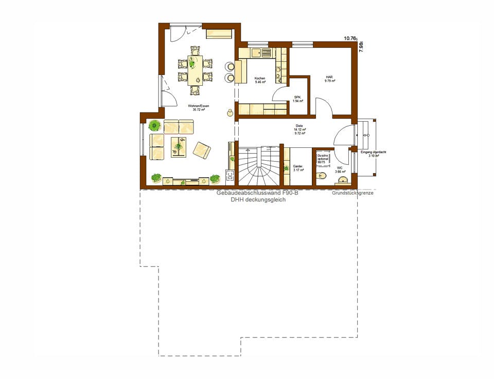 Fertighaus Clou 136.1 von RENSCH-HAUS Schlüsselfertig ab 376000€, Satteldach-Klassiker Grundriss 1