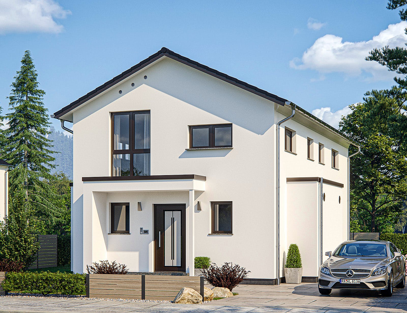 Fertighaus Clou 140 - Var. 2 von RENSCH-HAUS Schlüsselfertig ab 406174€, Satteldach-Klassiker Außenansicht 2