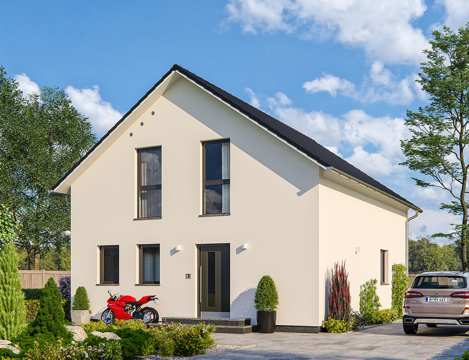 Fertighaus Clou 143 von RENSCH-HAUS Schlüsselfertig ab 344223€, Satteldach-Klassiker Außenansicht 2