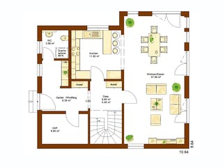 Fertighaus Clou 143 von RENSCH-HAUS Schlüsselfertig ab 344223€, Satteldach-Klassiker Grundriss 1