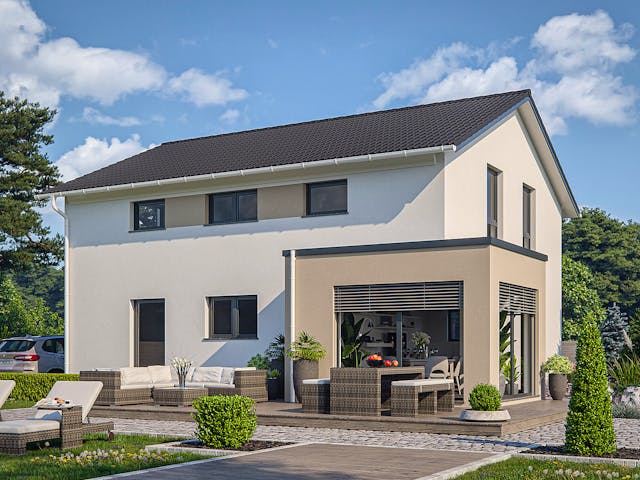 Fertighaus Clou 149 von RENSCH-HAUS Schlüsselfertig ab 397334€, Satteldach-Klassiker Außenansicht 1 Fertighaus Clou 149 von RENSCH-HAUS Schlüsselfertig ab 397334€, Satteldach-Klassiker Außenansicht 1