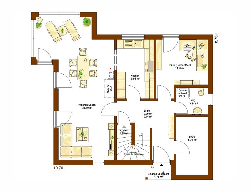 Fertighaus Clou 149 von RENSCH-HAUS Schlüsselfertig ab 397334€, Satteldach-Klassiker Grundriss 1