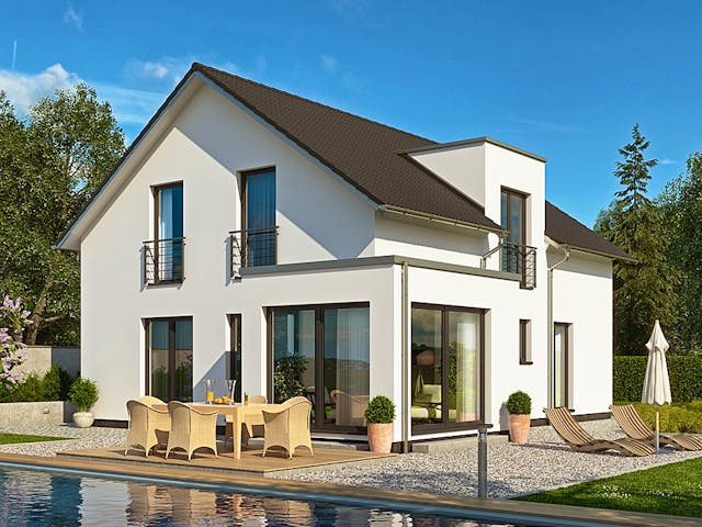 Fertighaus CLOU 156 von RENSCH-HAUS Schlüsselfertig ab 389651€, Satteldach-Klassiker Außenansicht 1 Fertighaus CLOU 156 von RENSCH-HAUS Schlüsselfertig ab 389651€, Satteldach-Klassiker Außenansicht 1