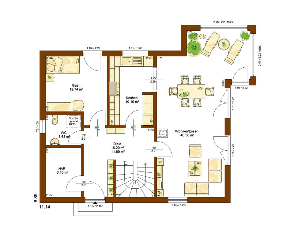 Fertighaus CLOU 156 von RENSCH-HAUS Schlüsselfertig ab 389651€, Satteldach-Klassiker Grundriss 1