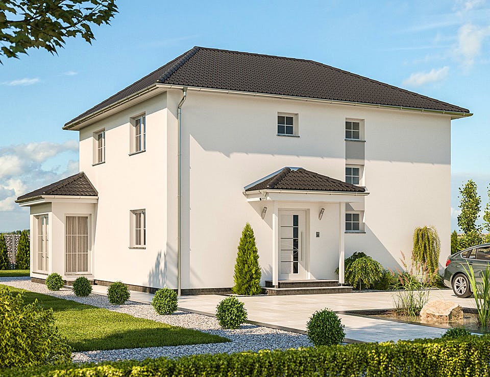 Fertighaus CLOU 157 Walmdach von RENSCH-HAUS Schlüsselfertig ab 428646€, Stadtvilla Außenansicht 2