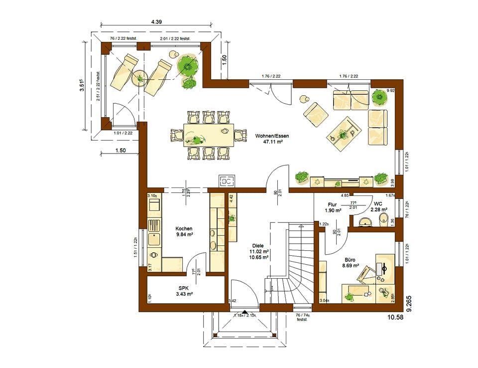 Fertighaus CLOU 157 Walmdach von RENSCH-HAUS Schlüsselfertig ab 428646€, Stadtvilla Grundriss 1