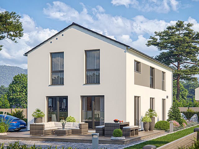 Fertighaus CLOU 166 von RENSCH-HAUS Schlüsselfertig ab 395620€, Satteldach-Klassiker Außenansicht 1 Fertighaus CLOU 166 von RENSCH-HAUS Schlüsselfertig ab 395620€, Satteldach-Klassiker Außenansicht 1