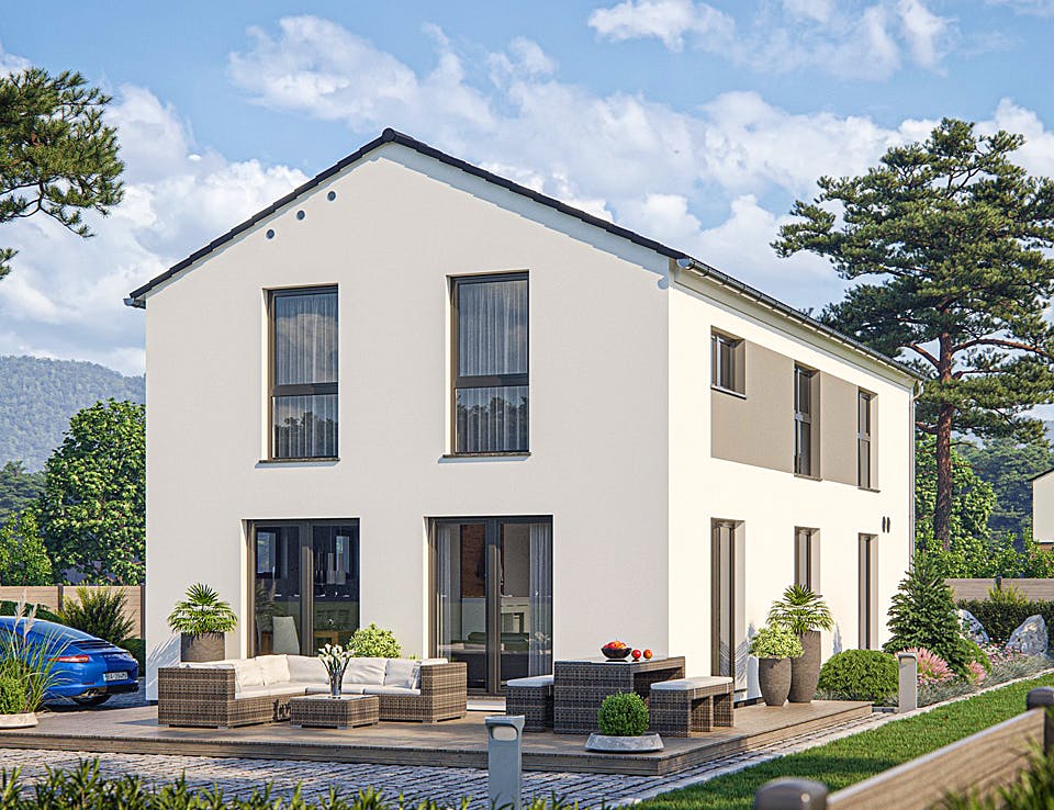 Fertighaus CLOU 166 von RENSCH-HAUS Schlüsselfertig ab 395620€, Satteldach-Klassiker Außenansicht 1