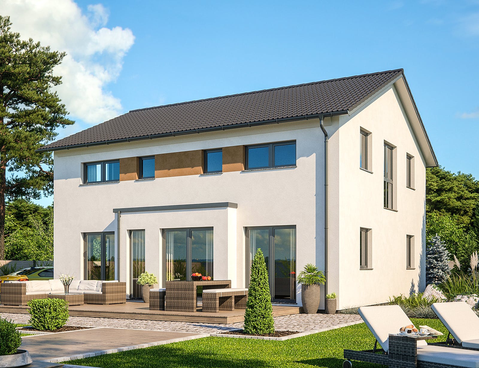 Fertighaus CLOU 169 von RENSCH-HAUS Schlüsselfertig ab 409757€, Satteldach-Klassiker Außenansicht 1