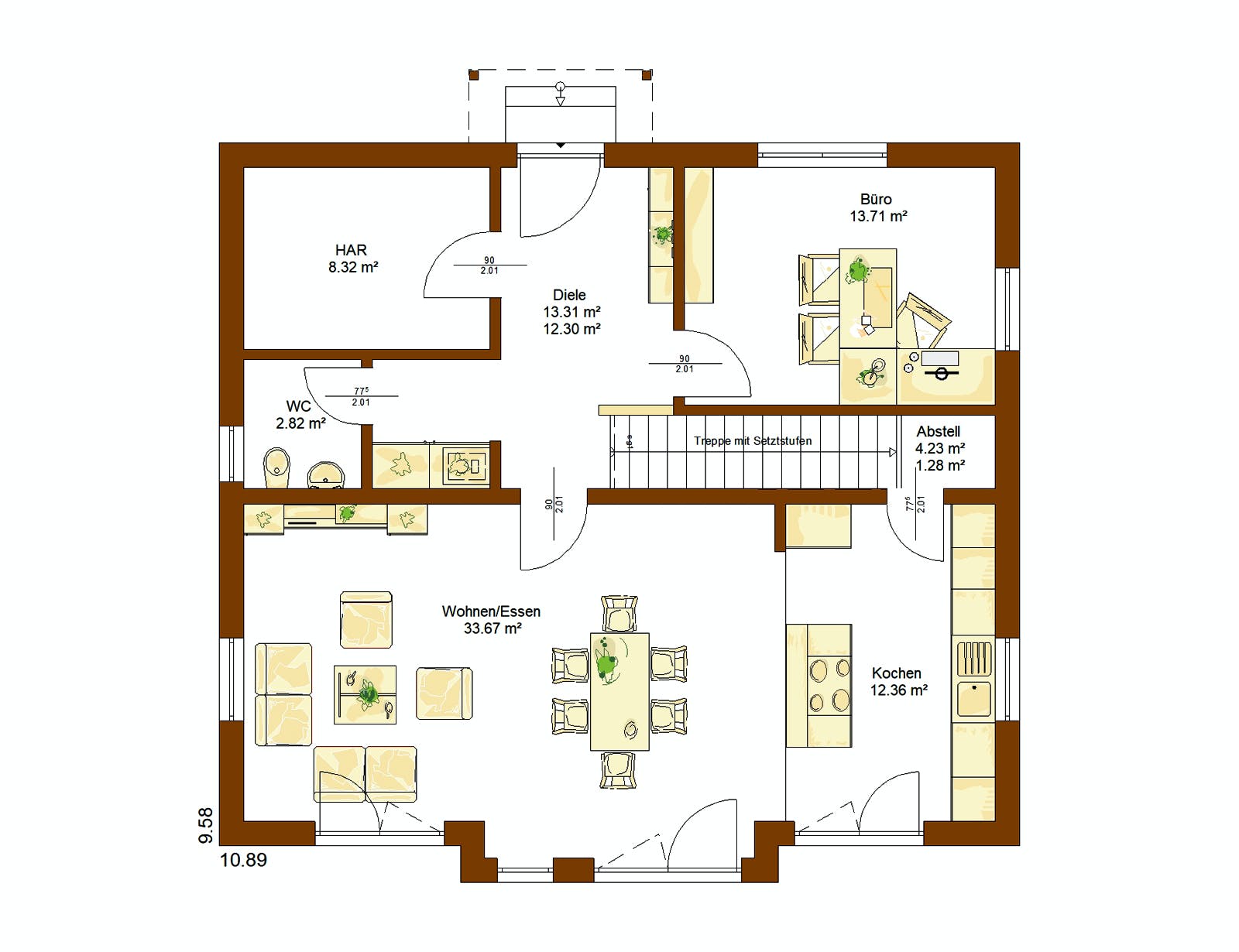 Fertighaus CLOU 169 von RENSCH-HAUS Schlüsselfertig ab 409757€, Satteldach-Klassiker Grundriss 1
