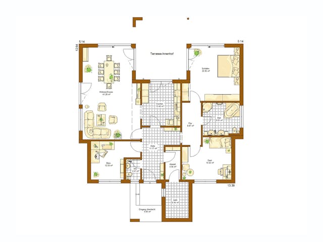 Fertighaus Bungalow Liberty L von RENSCH-HAUS, Bungalow Grundriss 1