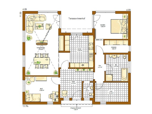 Fertighaus Bungalow Liberty M von RENSCH-HAUS, Bungalow Grundriss 1