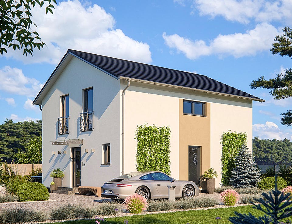 Fertighaus Life 134 von RENSCH-HAUS Schlüsselfertig ab 374668€, Satteldach-Klassiker Außenansicht 2