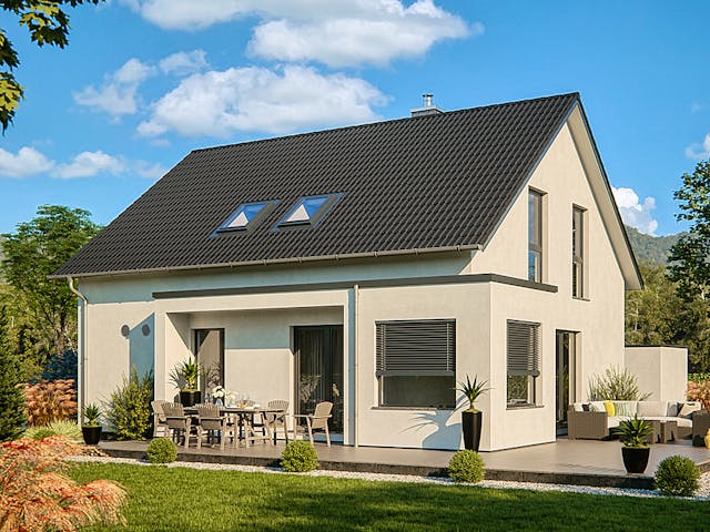 Fertighaus Life 150 von RENSCH-HAUS Schlüsselfertig ab 385718€, Satteldach-Klassiker Außenansicht 1 Fertighaus Life 150 von RENSCH-HAUS Schlüsselfertig ab 385718€, Satteldach-Klassiker Außenansicht 1