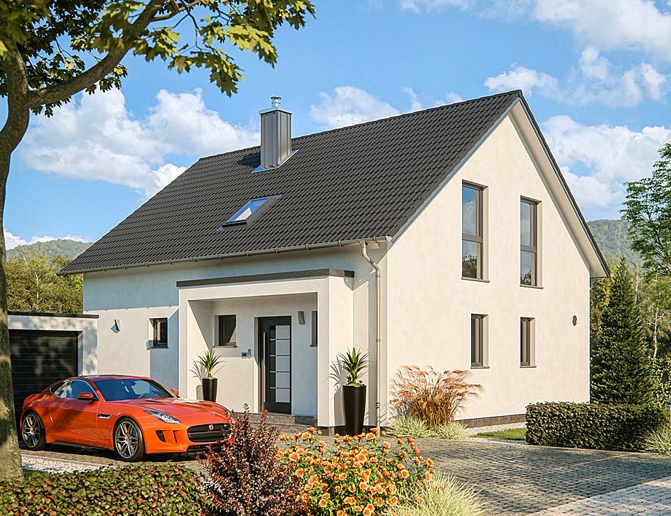 Fertighaus Life 150 von RENSCH-HAUS Schlüsselfertig ab 385718€, Satteldach-Klassiker Außenansicht 2