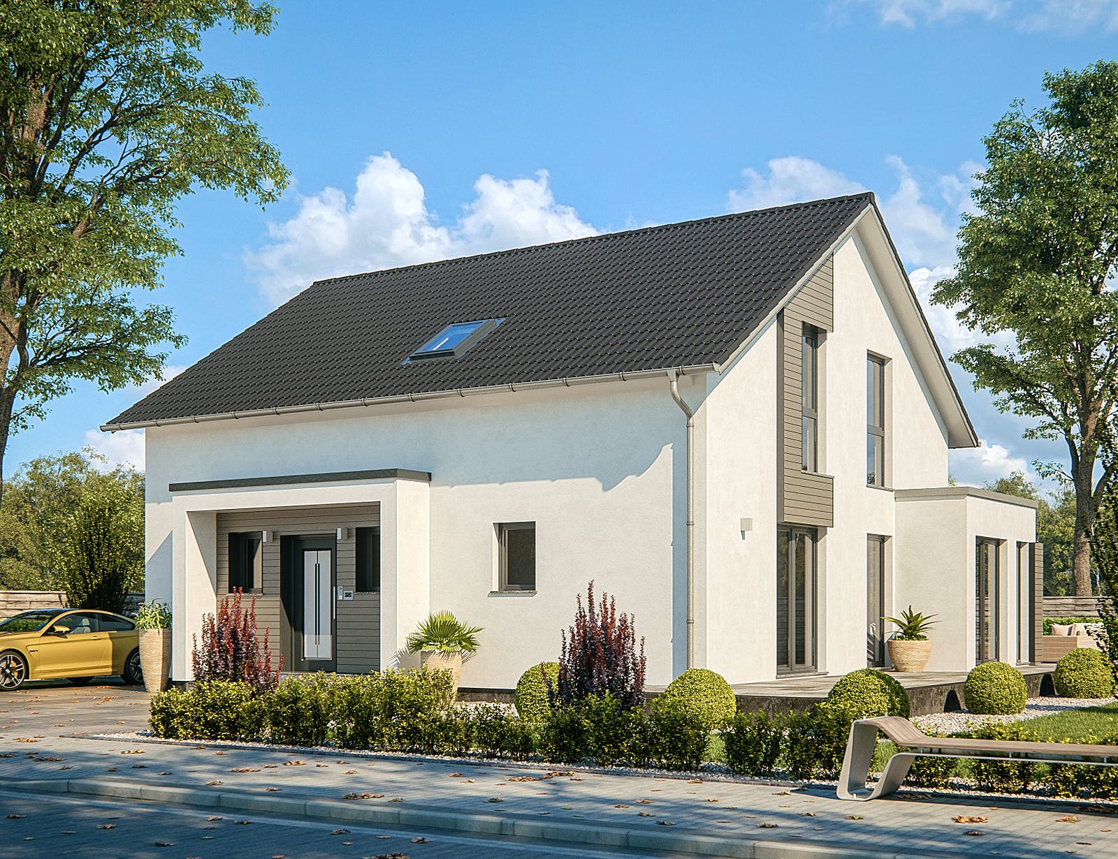 Fertighaus Life 158 von RENSCH-HAUS Schlüsselfertig ab 419488€, Satteldach-Klassiker Außenansicht 2