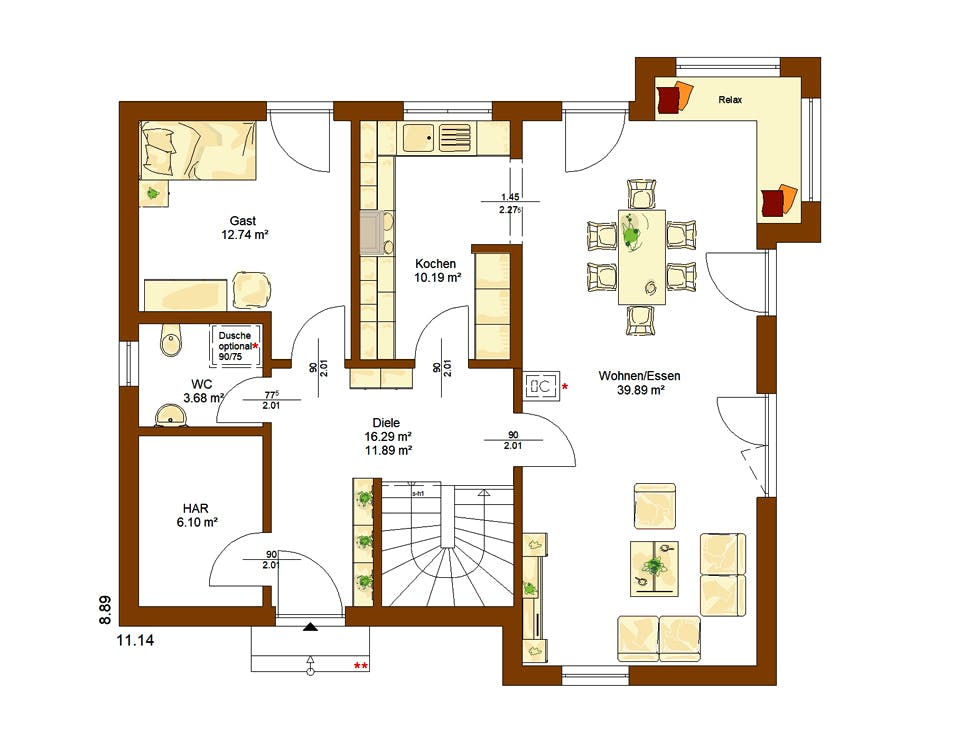Fertighaus Life 159 von RENSCH-HAUS Schlüsselfertig ab 407905€, Satteldach-Klassiker Grundriss 1