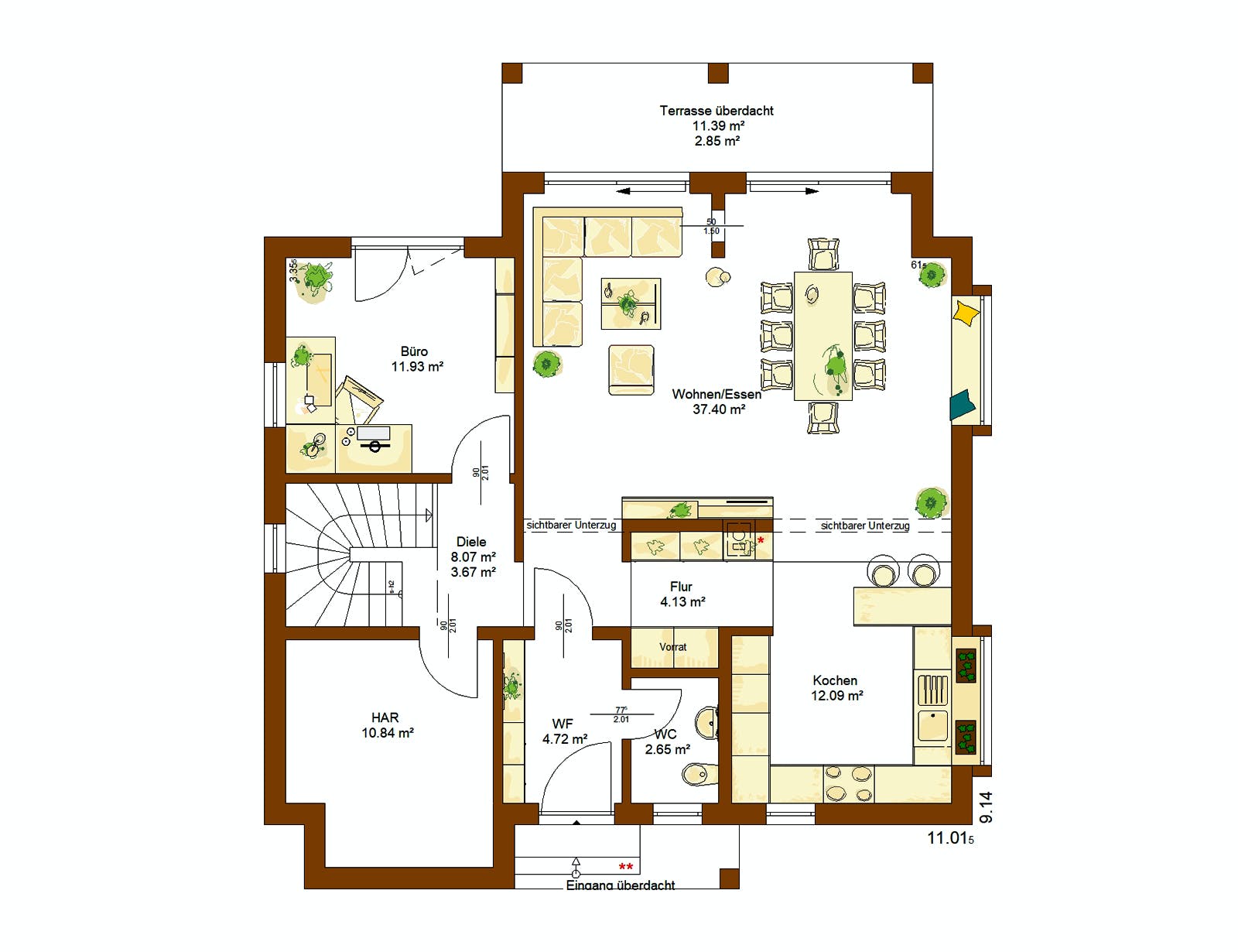 Fertighaus Life 160 von RENSCH-HAUS Schlüsselfertig ab 444519€, Satteldach-Klassiker Grundriss 1