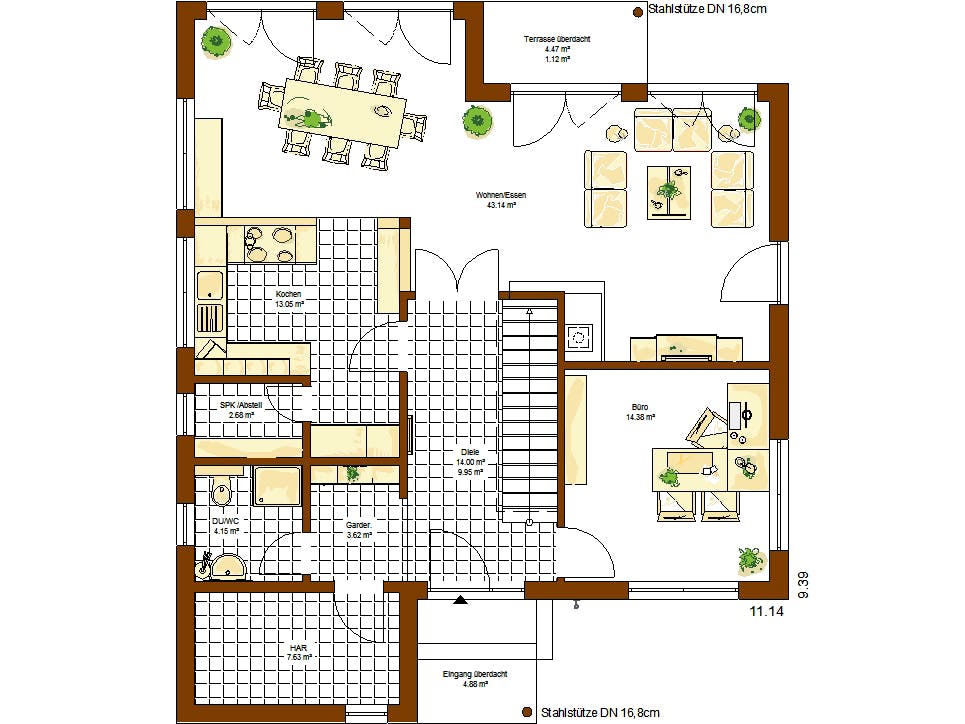 Fertighaus MH Avenio von RENSCH-HAUS, Pultdachhaus Grundriss 1