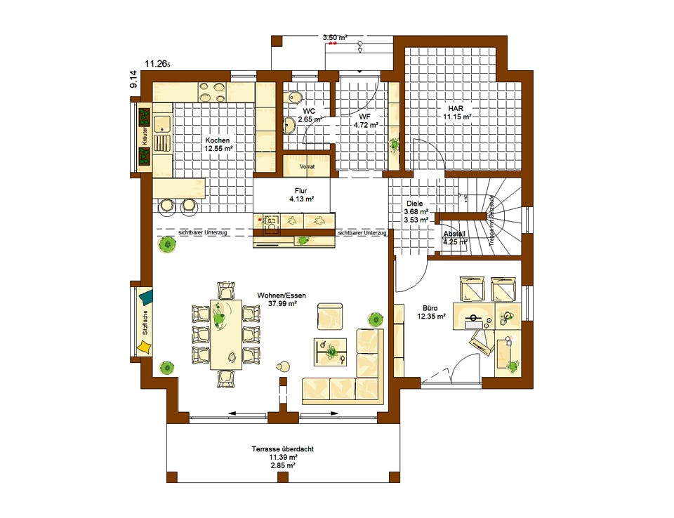 Fertighaus MH Merano von RENSCH-HAUS, Satteldach-Klassiker Grundriss 1