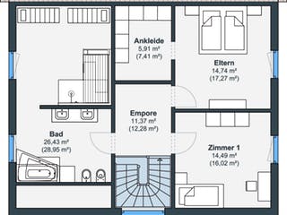 Fertighaus Ausstellungshaus Rheinau-Linx generation5.5 200 von WeberHaus Schlüsselfertig ab 423000€, Pultdachhaus Grundriss 2