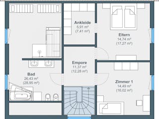 Fertighaus Ausstellungshaus Rheinau-Linx generation5.5 200 von WeberHaus Schlüsselfertig ab 401000€, Pultdachhaus Grundriss 2