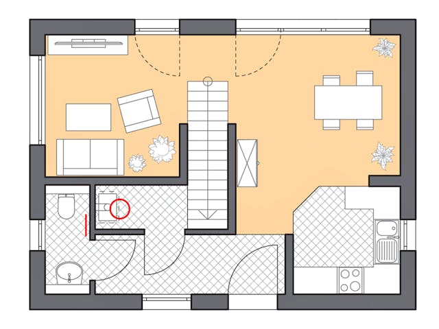 Massivhaus Minimassiv-Haus Fehmarn von ROTH-MASSIVHAUS Schlüsselfertig ab 229200€, Satteldach-Klassiker Grundriss 1