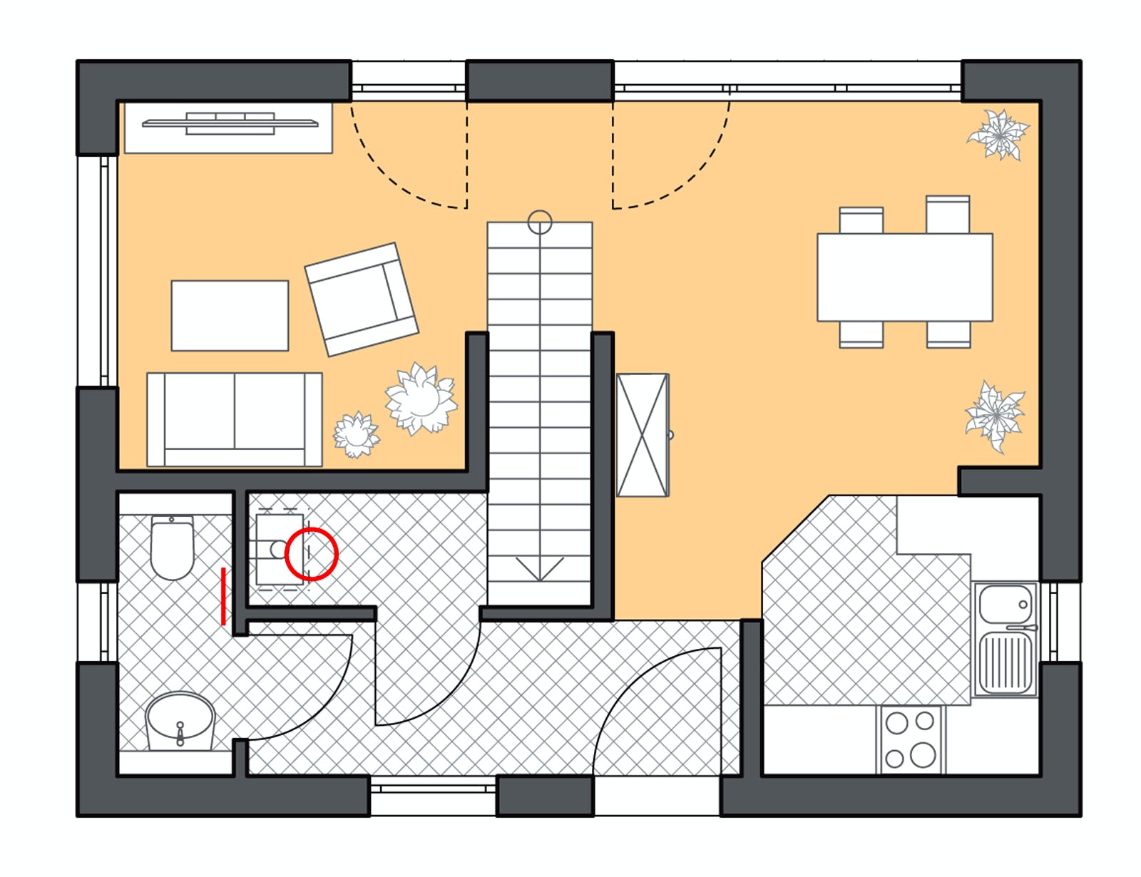 Massivhaus Minimassiv-Haus Fehmarn von ROTH-MASSIVHAUS Schlüsselfertig ab 229200€, Satteldach-Klassiker Grundriss 1