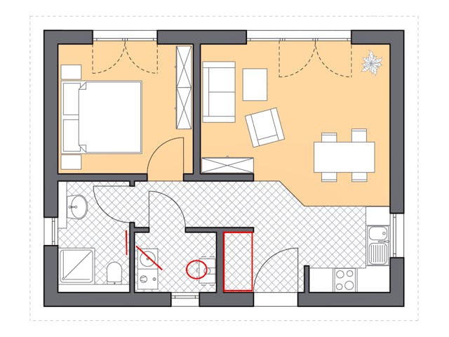 Massivhaus Minimassiv-Haus Hiddensee von ROTH-MASSIVHAUS Schlüsselfertig ab 180700€, Bungalow Grundriss 1