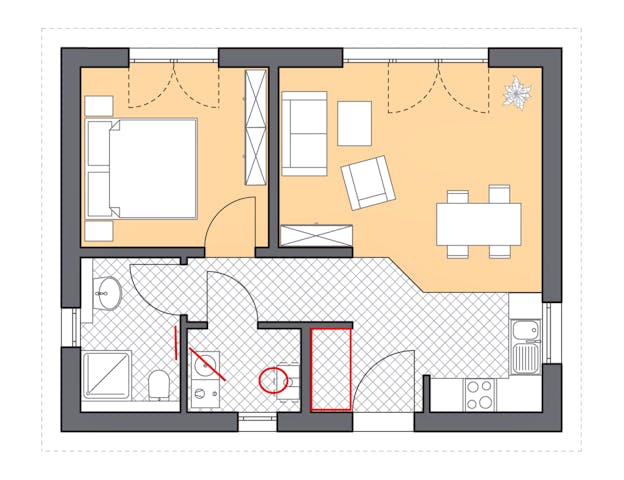 Tiny-House-Grundriss für 45 qm von ROTH-MASSIVHAUS