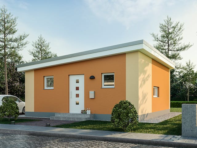 Massivhaus Minimassiv-Haus Poel von ROTH-MASSIVHAUS Schlüsselfertig ab 185700€, Bungalow Außenansicht 1