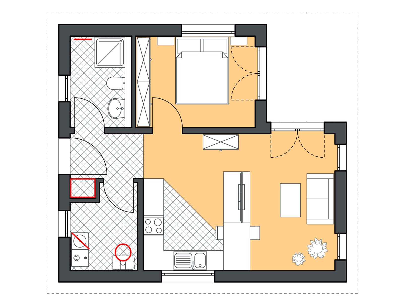 Massivhaus Minimassiv-Haus Poel von ROTH-MASSIVHAUS Schlüsselfertig ab 185700€, Bungalow Grundriss 1