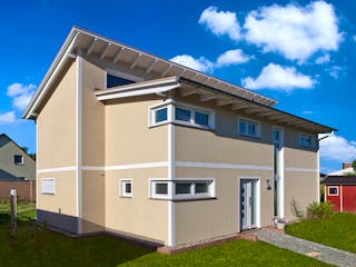 Massivhaus Haus Pultus von ROTH MASSIVHAUS Schlüsselfertig ab 365000€, Pultdachhaus Außenansicht 3