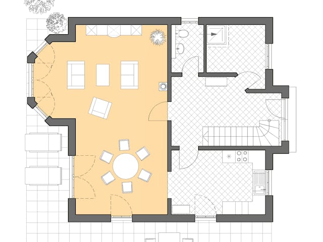 Massivhaus Turmhaus 152 von ROTH MASSIVHAUS Schlüsselfertig ab 339900€, Stadtvilla Grundriss 1