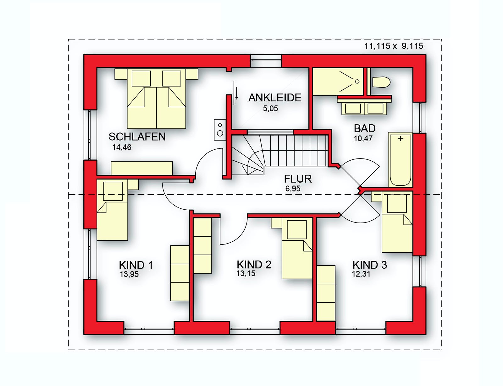 Massivhaus Modern von Rothdach, Satteldach-Klassiker Grundriss 2