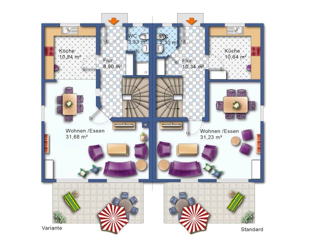 Massivhaus Quadriga II von R+S Immobilien Schlüsselfertig ab 355000€, Satteldach-Klassiker Grundriss 1