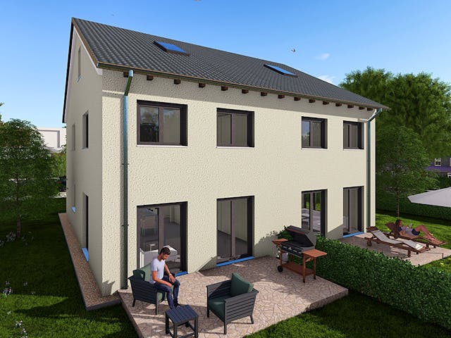 Massivhaus Doppelhaus 1 von SAALE-Haus, Satteldach-Klassiker Außenansicht 1 Massivhaus Doppelhaus 1 von SAALE-Haus, Satteldach-Klassiker Außenansicht 1