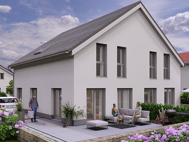 Massivhaus Doppelhaus 2 von SAALE-Haus, Satteldach-Klassiker Außenansicht 1 Massivhaus Doppelhaus 2 von SAALE-Haus, Satteldach-Klassiker Außenansicht 1