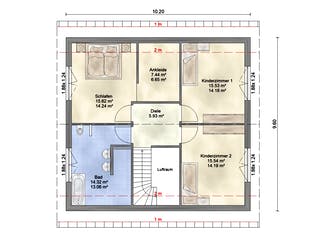 Fertighaus Aktionshaus Familie 155 von Scheller-Haus Schlüsselfertig ab 356685€, Satteldach-Klassiker Grundriss 2