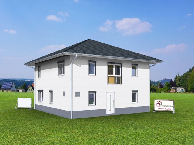 Fertighaus Aktionshaus Stadtvilla von Scheller-Haus Schlüsselfertig ab 382117€, Stadtvilla Außenansicht 1 Fertighaus Aktionshaus Stadtvilla von Scheller-Haus Schlüsselfertig ab 382117€, Stadtvilla Außenansicht 1