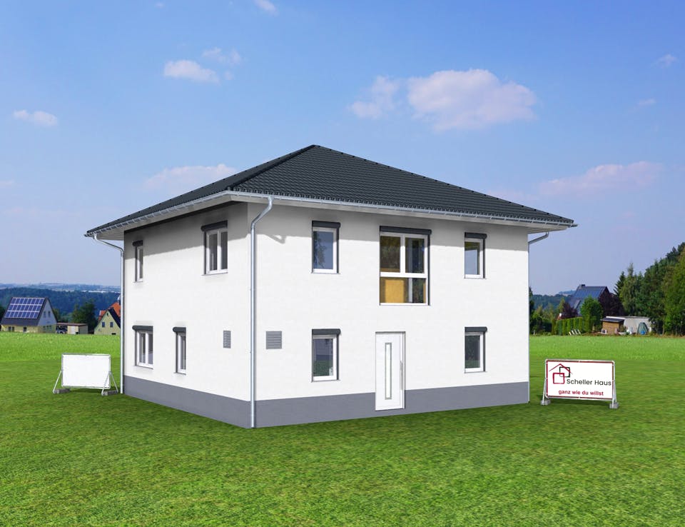 Fertighaus Aktionshaus Stadtvilla von Scheller-Haus Schlüsselfertig ab 382117€, Stadtvilla Außenansicht 1