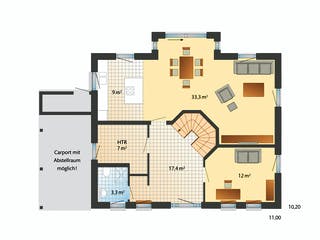 Fertighaus Schönhagen von Danhaus Deutschland Schlüsselfertig ab 477410€, Satteldach-Klassiker Grundriss 1