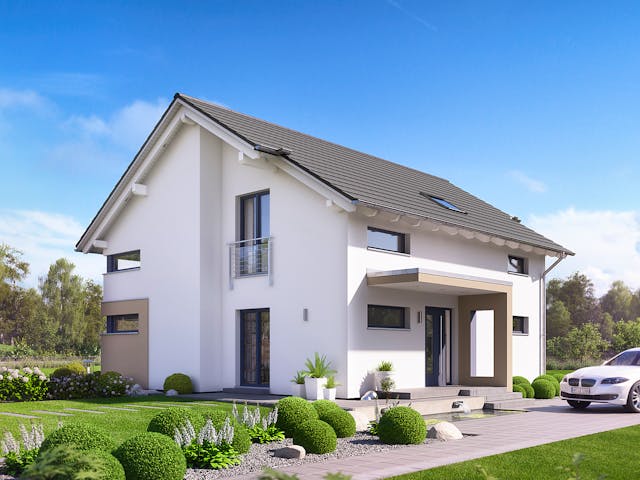 Fertighaus Selection-E-175 E1 von SCHWABENHAUS Schlüsselfertig ab 472291€, Satteldach-Klassiker Außenansicht 1 Fertighaus Selection-E-175 E1 von SCHWABENHAUS Schlüsselfertig ab 472291€, Satteldach-Klassiker Außenansicht 1