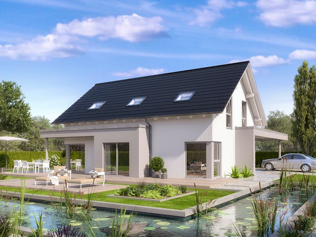 Fertighaus Selection-E-169 E1 von SCHWABENHAUS Schlüsselfertig ab 481401€, Satteldach-Klassiker Außenansicht 1 Fertighaus Selection-E-169 E1 von SCHWABENHAUS Schlüsselfertig ab 481401€, Satteldach-Klassiker Außenansicht 1