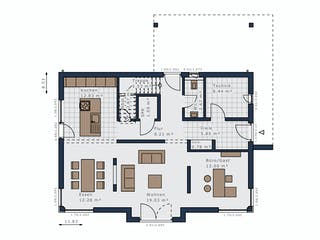 Fertighaus Selection-E-169 E3 von SCHWABENHAUS Schlüsselfertig ab 481442€, Satteldach-Klassiker Grundriss 1